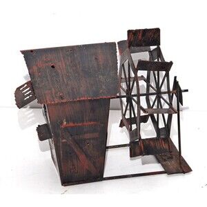 Vintage Metal Windup Music Box Paddlewheels Swanee River Tune Unique